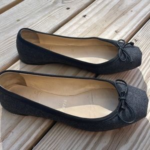 Christian Louboutin Grey Wool Rosella Bow Ballet Flats Size 35.5